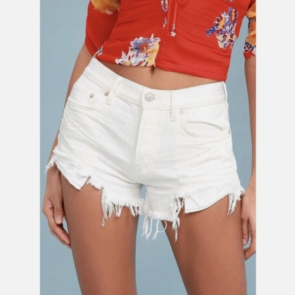 NWT Free People White Frayed Loving Good Vibrations 4